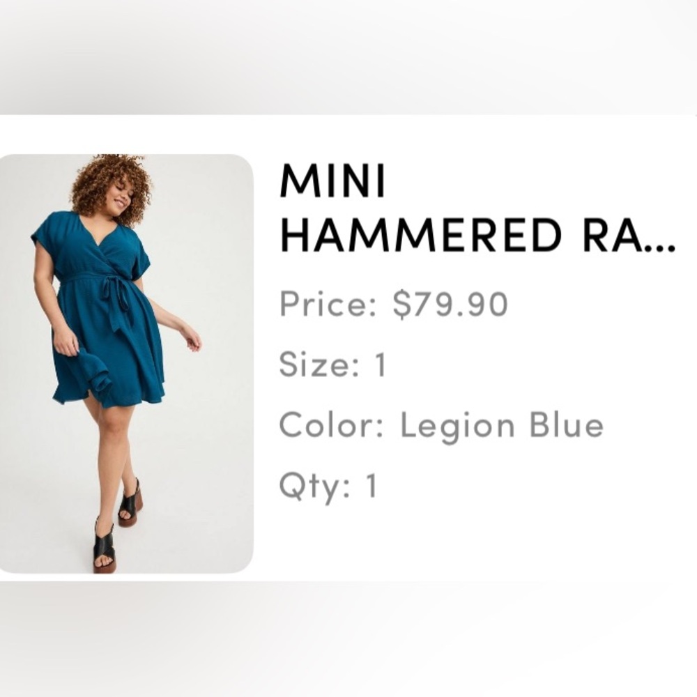 Torrid Teal Faux Wrap Dress- Silky Material